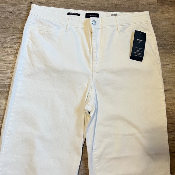 CHARTER CLUB Crop Tummy Slimming White Wide Leg Pants (Size 16P) - Picture 2 of 11